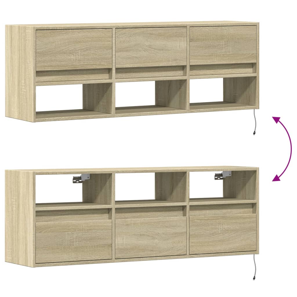 TV-Wandschrank mit LED-Beleuchtung Sonoma-Eiche 130x31x45 cm