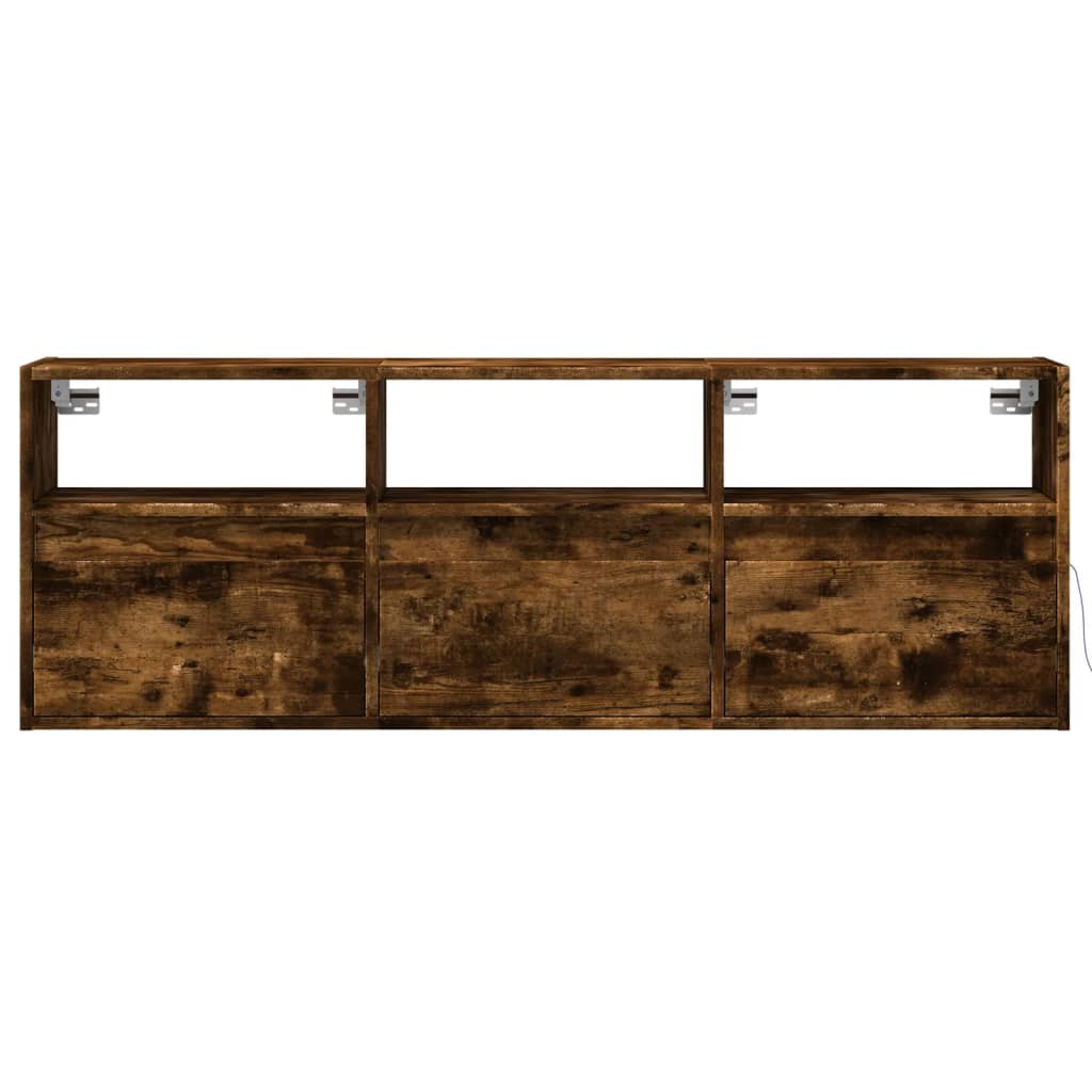 TV-Wandschrank mit LED-Beleuchtung Räuchereiche 130x31x45 cm