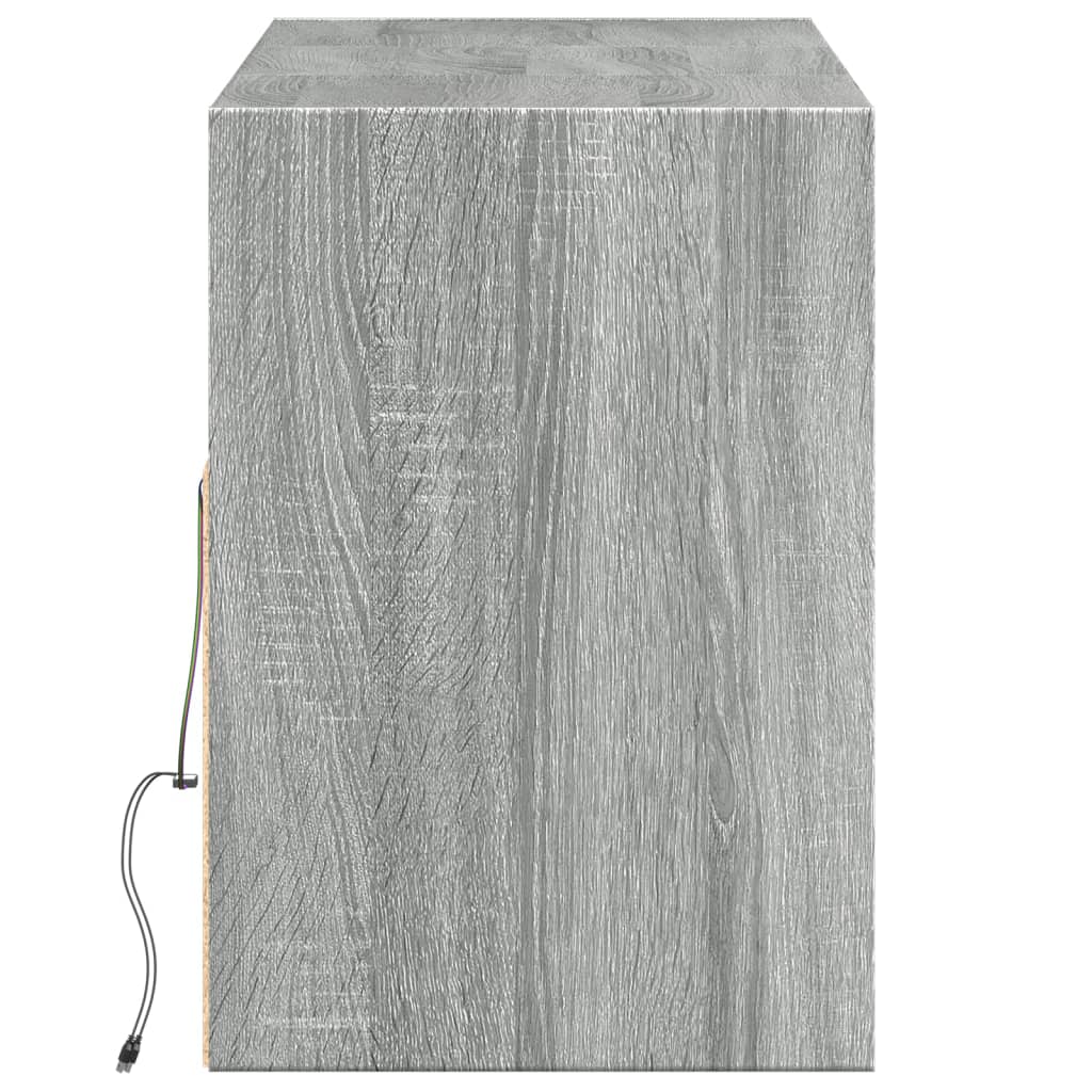 TV-Wandschrank mit LED-Beleuchtung Grau Sonoma 130x31x45 cm