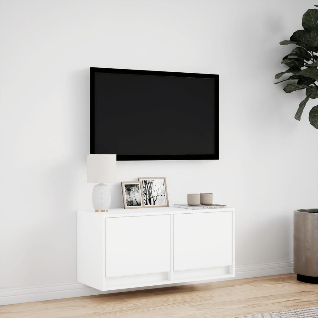 Meuble TV mural avec éclairage LED blanc 80x31x38 cm