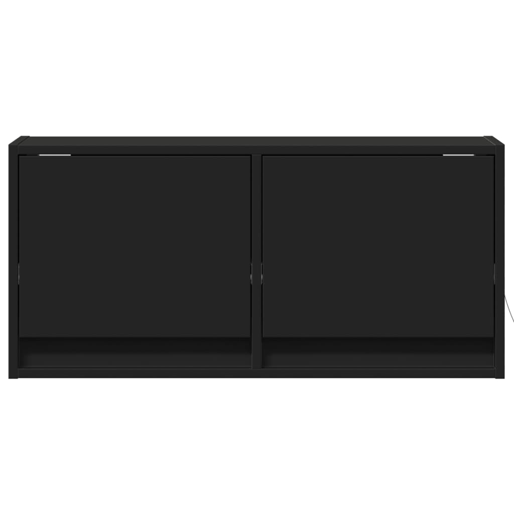 Meuble TV mural avec éclairage LED noir 80x31x38 cm