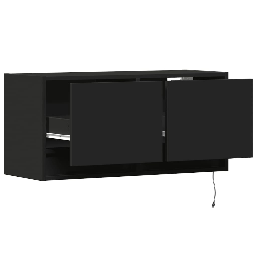 TV-Wandschrank mit LED-Beleuchtung Schwarz 80x31x38 cm