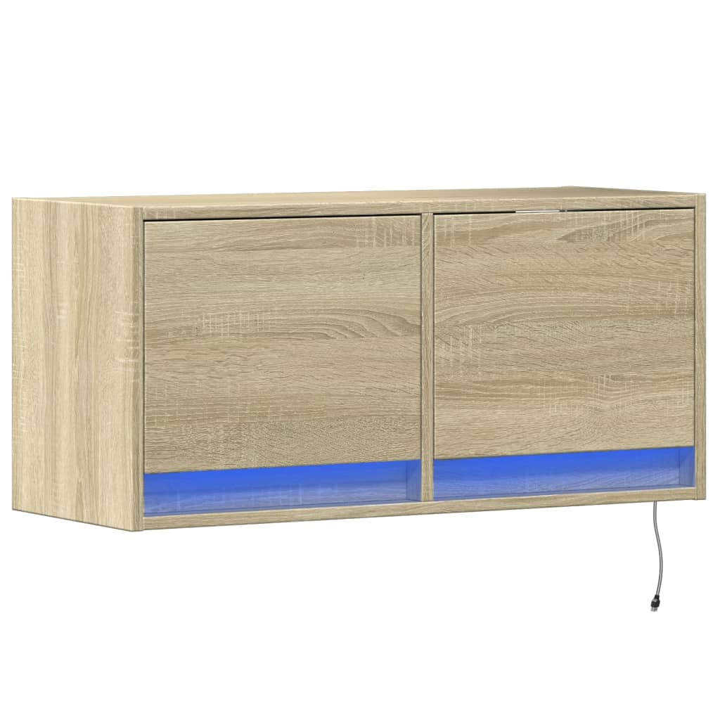 TV-Wandschrank mit LED-Beleuchtung Sonoma-Eiche 80x31x38 cm