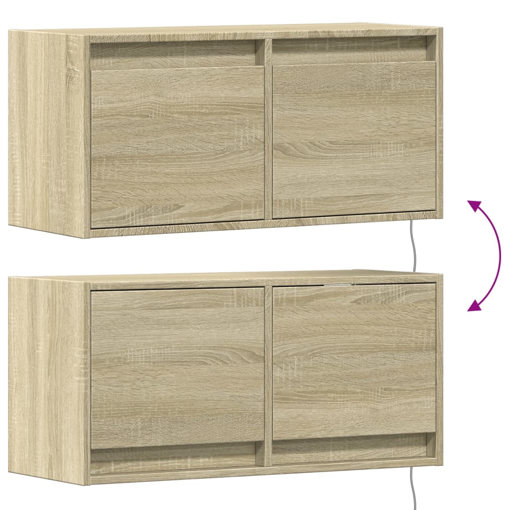 TV-Wandschrank mit LED-Beleuchtung Sonoma-Eiche 80x31x38 cm