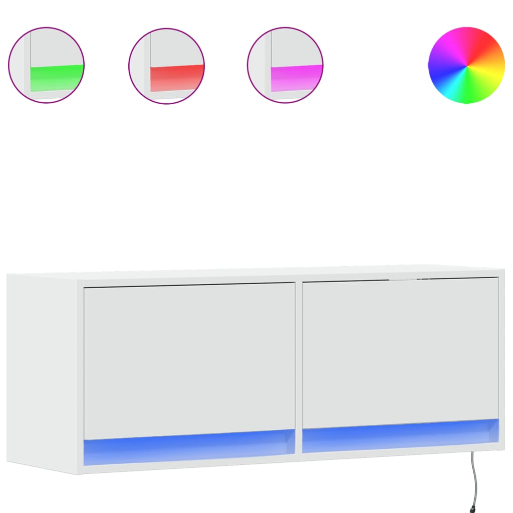 TV-Wandschrank mit LED-Beleuchtung Weiß 100x31x35 cm