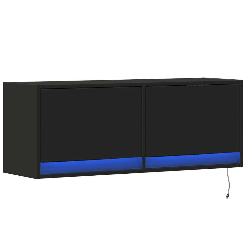 TV-Wandschrank mit LED-Beleuchtung Schwarz 100x31x35 cm