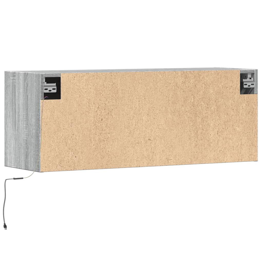 TV-Wandschrank mit LED-Beleuchtung Grau Sonoma 100x31x35 cm