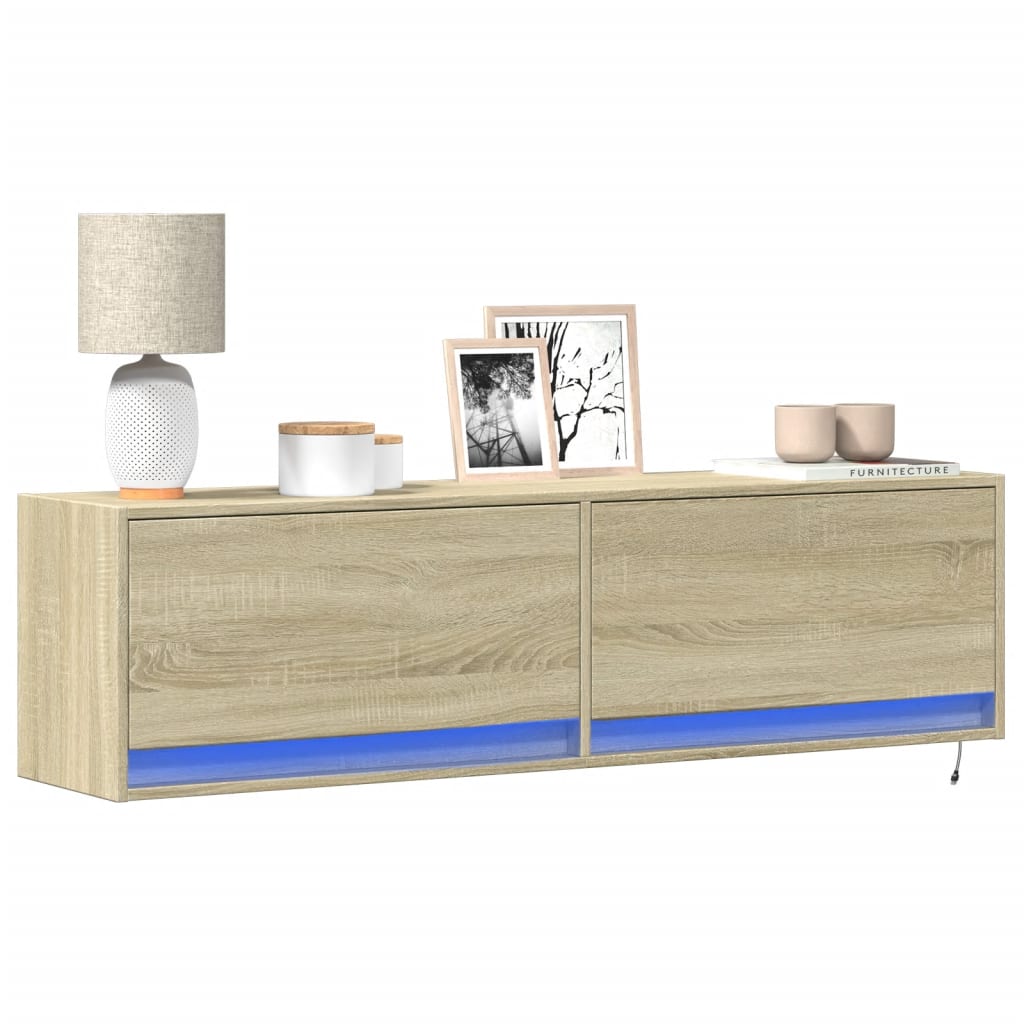 TV-Wandschrank mit LED-Beleuchtung Sonoma-Eiche 140x31x38 cm