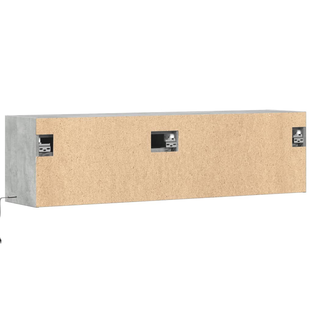 TV-Wandschrank mit LED-Beleuchtung Betongrau 140x31x38 cm