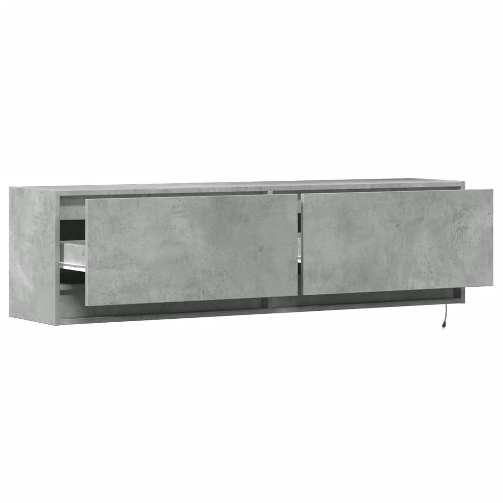 TV-Wandschrank mit LED-Beleuchtung Betongrau 140x31x38 cm