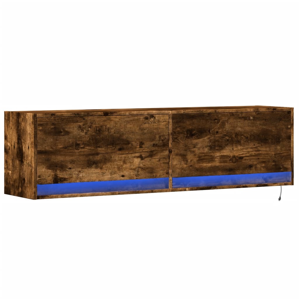 TV-Wandschrank mit LED-Beleuchtung Räuchereiche 140x31x38 cm