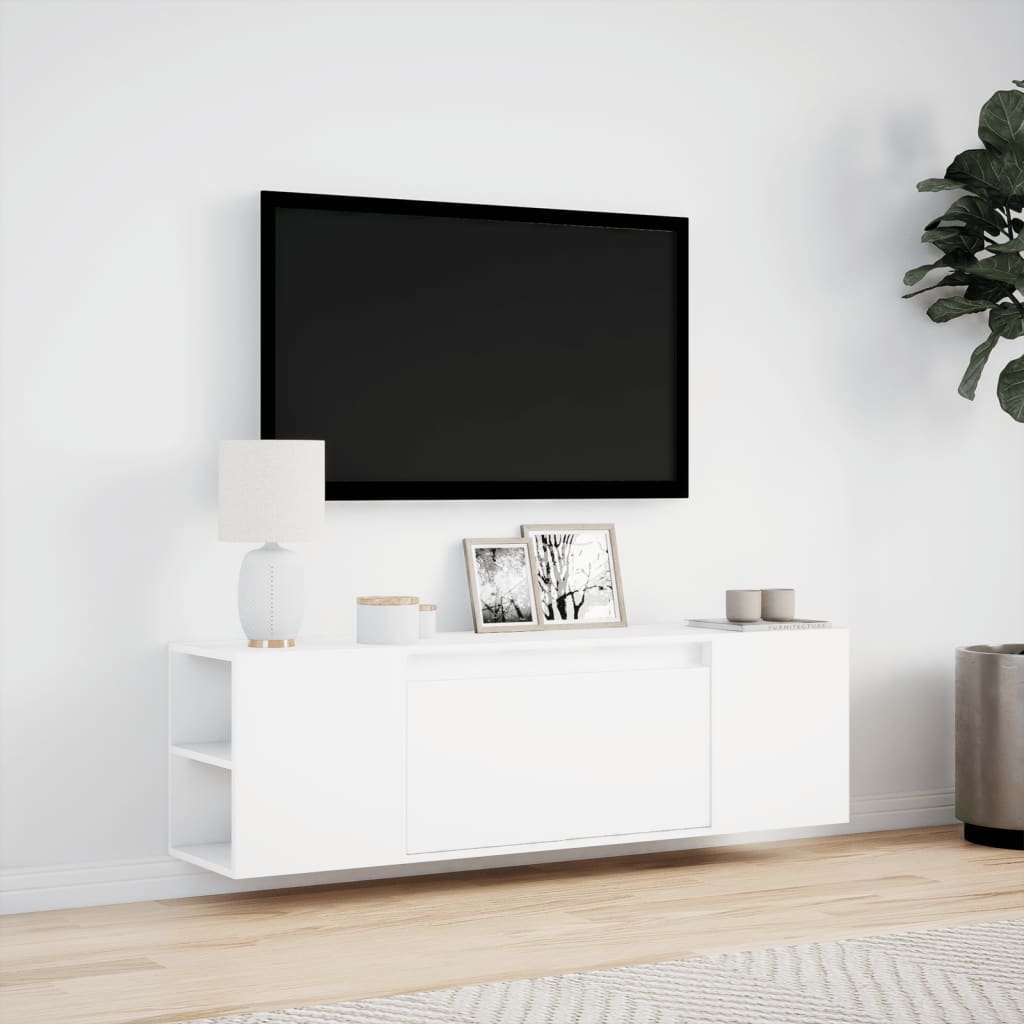 Meuble TV mural avec éclairage LED blanc 135x31x39,5 cm