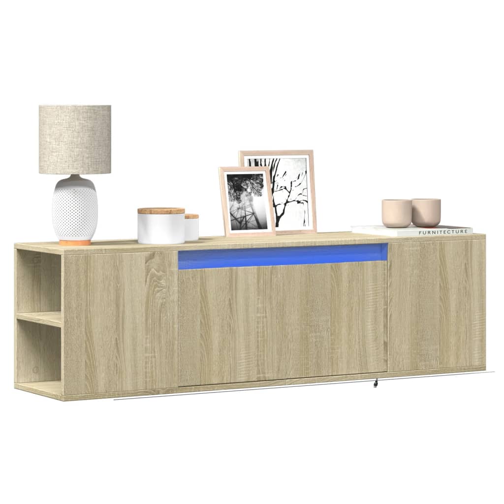 TV-Wandschrank mit LED-Beleuchtung Sonoma-Eiche 135x31x39,5 cm