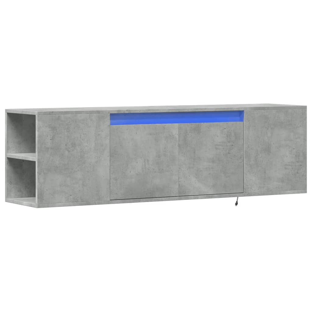 TV-Wandschrank mit LED-Beleuchtung Betongrau 135x31x39,5 cm