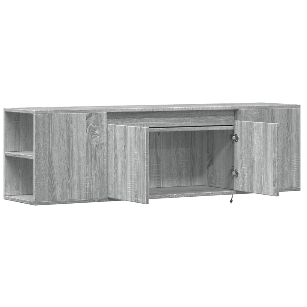 TV-Wandschrank mit LED-Beleuchtung Grau Sonoma 135x31x39,5 cm