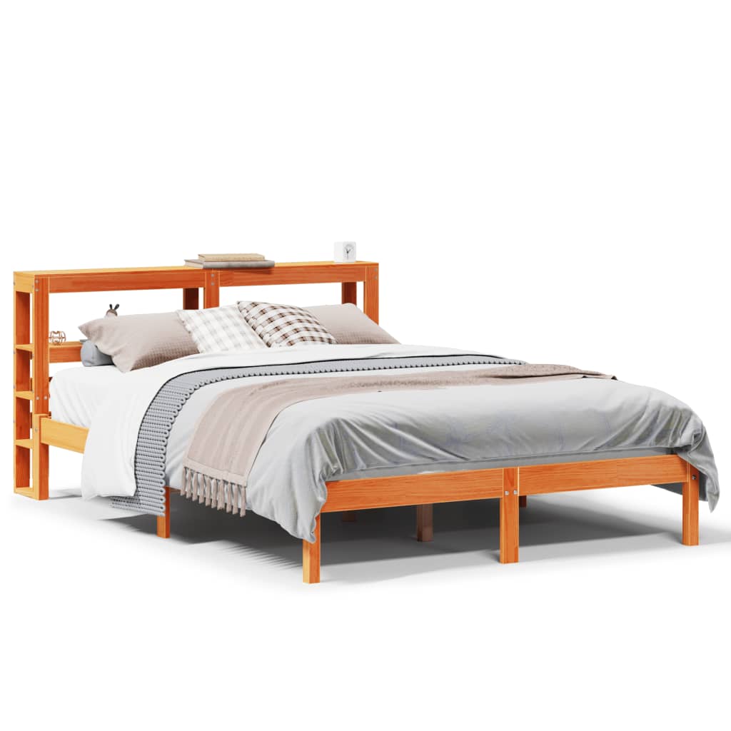 Bettgestell mit Kopfteil ohne Matratze Wachsbraun 120x190 cm