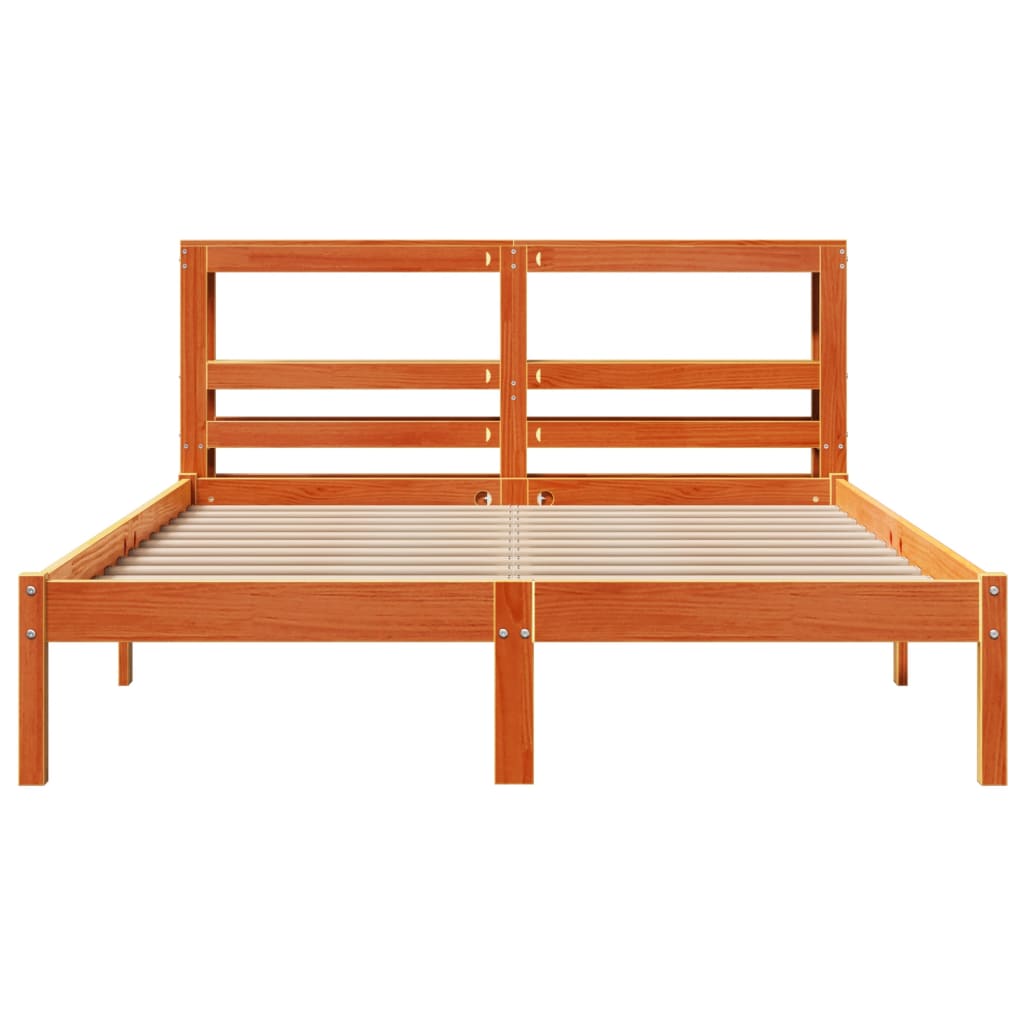 Bettgestell mit Kopfteil ohne Matratze Wachsbraun 120x190 cm