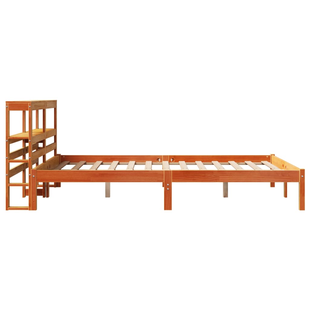 Bettgestell mit Kopfteil ohne Matratze Wachsbraun 120x190 cm