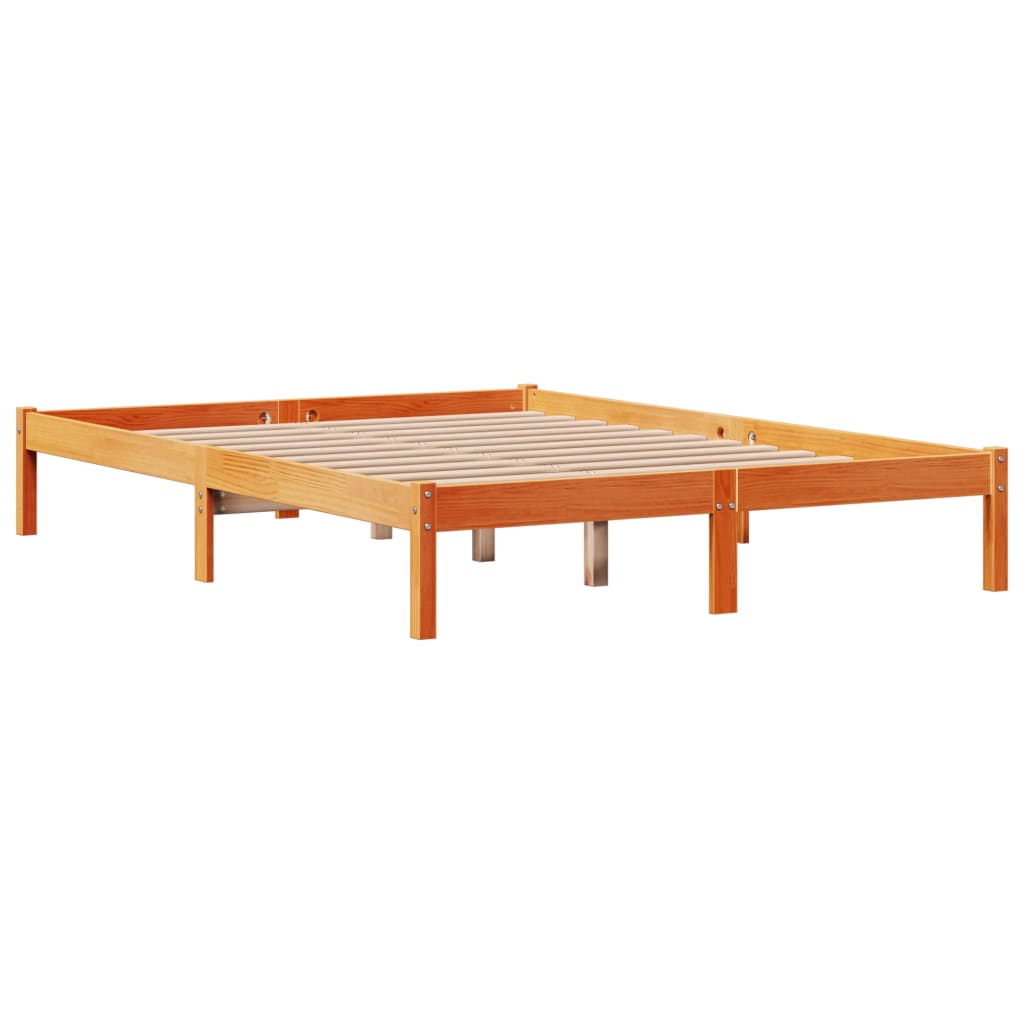 Bettgestell mit Kopfteil ohne Matratze Wachsbraun 120x190 cm