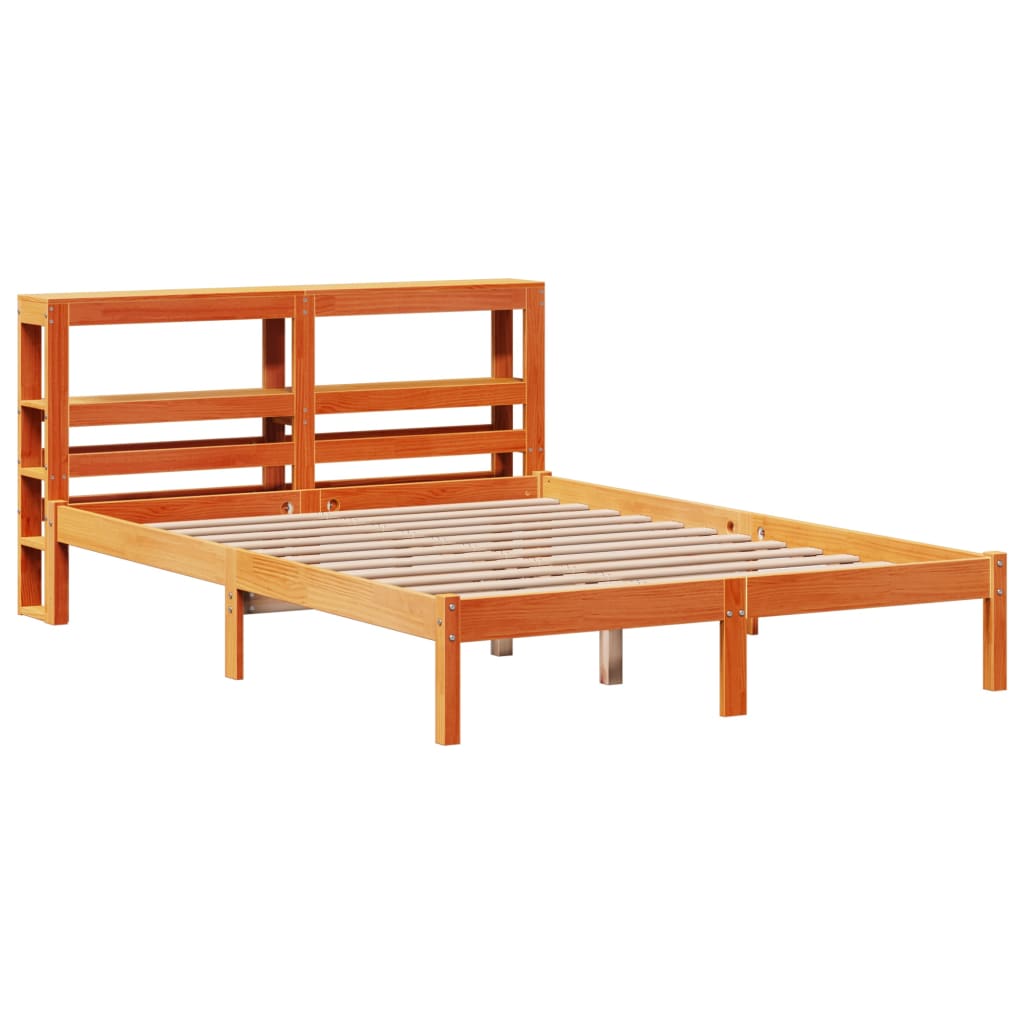 Bettgestell mit Kopfteil ohne Matratze Wachsbraun 120x200 cm