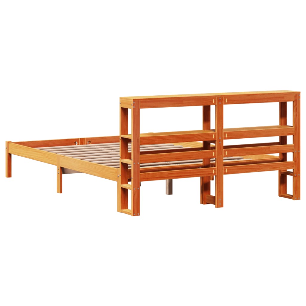 Bettgestell mit Kopfteil ohne Matratze Wachsbraun 120x200 cm