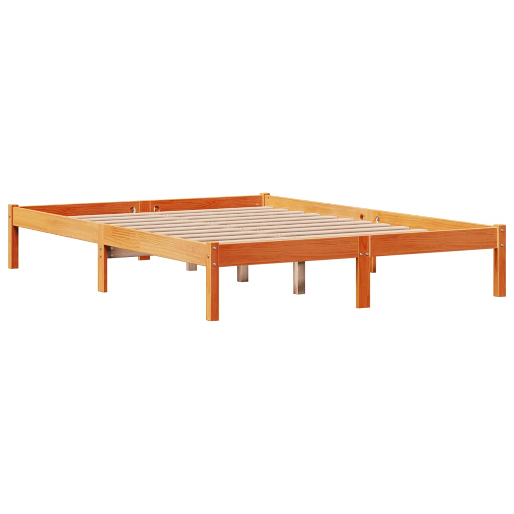 Bettgestell mit Kopfteil ohne Matratze Wachsbraun 120x200 cm