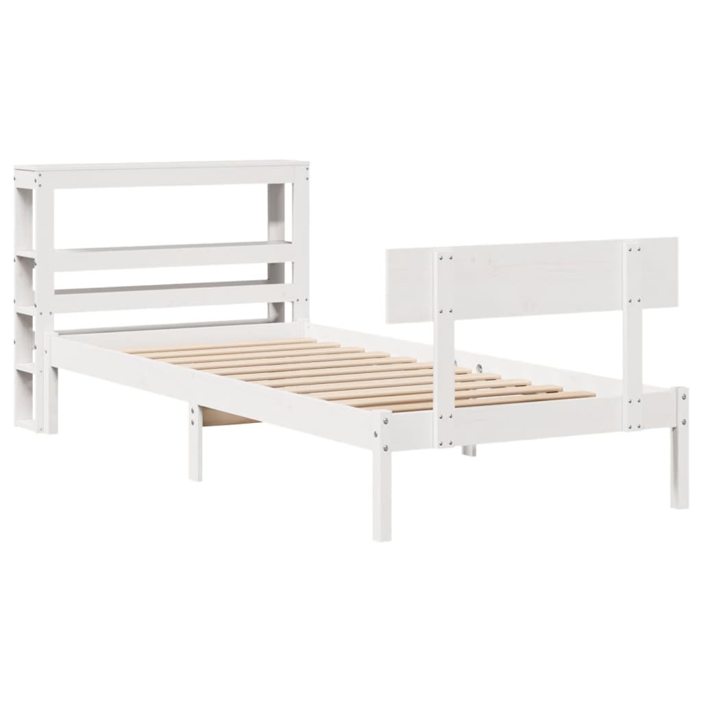 Massivholzbett ohne Matratze Weiß 75x190 cm Kiefernholz