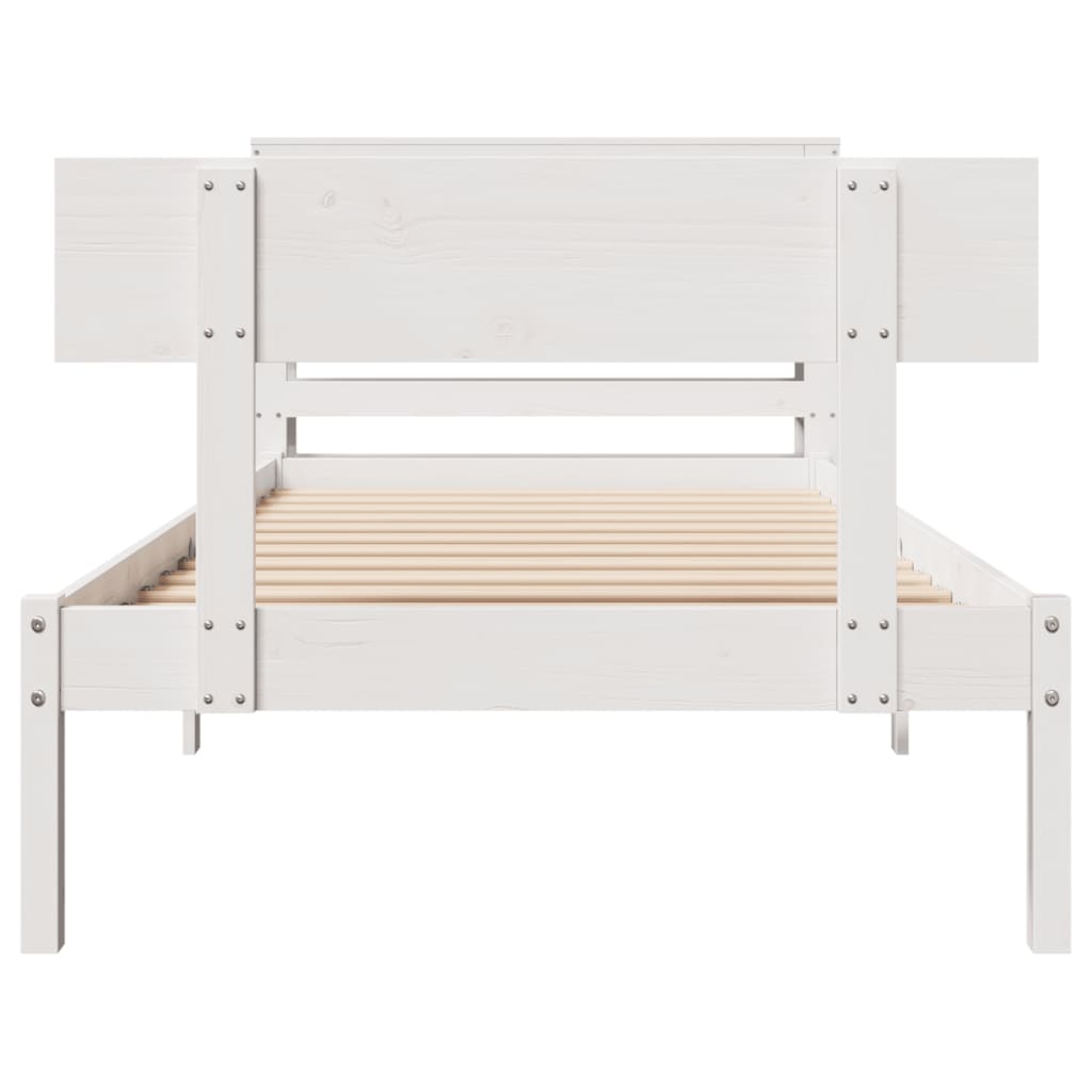 Massivholzbett ohne Matratze Weiß 75x190 cm Kiefernholz