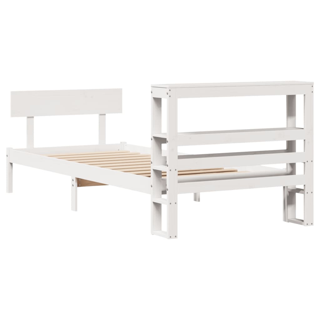 Massivholzbett ohne Matratze Weiß 75x190 cm Kiefernholz