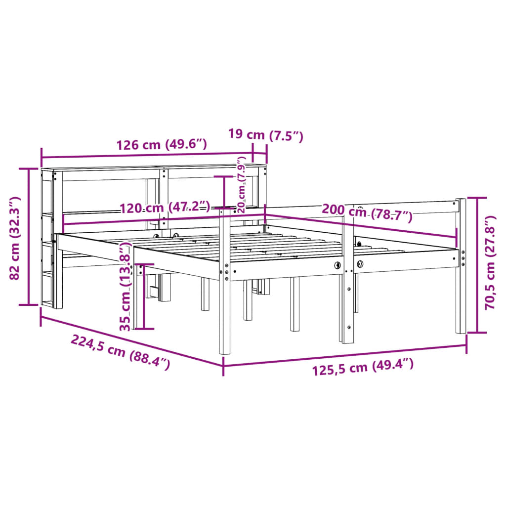 Seniorenbett mit Kopfteil ohne Matratze Weiß 120x200 cm