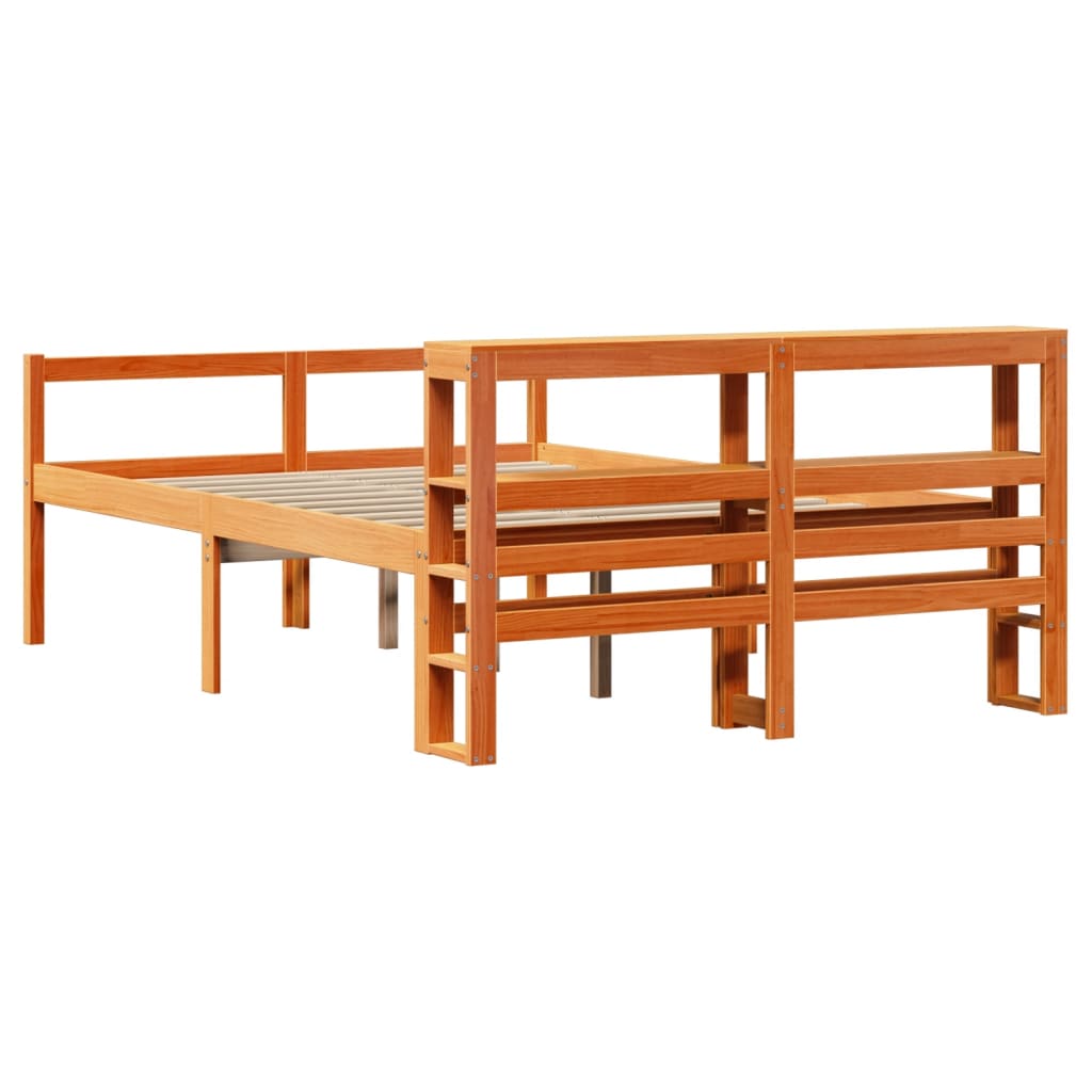 Bettgestell mit Kopfteil ohne Matratze Wachsbraun 120x190 cm