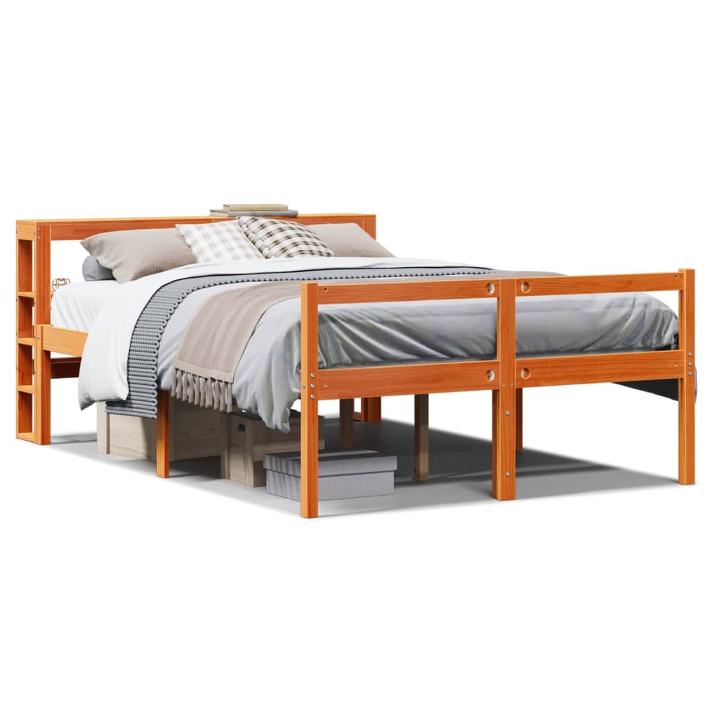 Bettgestell mit Kopfteil ohne Matratze Wachsbraun 120x200 cm