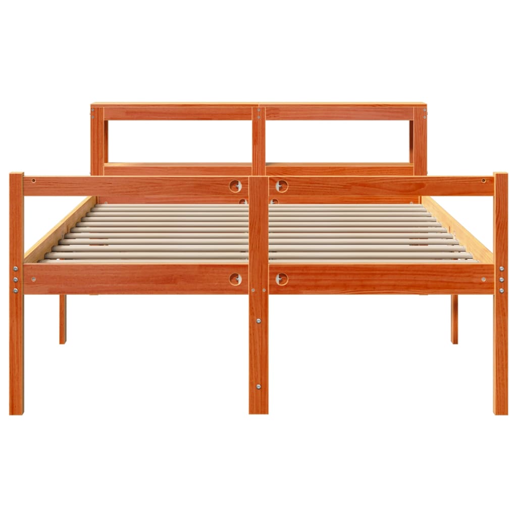 Bettgestell mit Kopfteil ohne Matratze Wachsbraun 120x200 cm