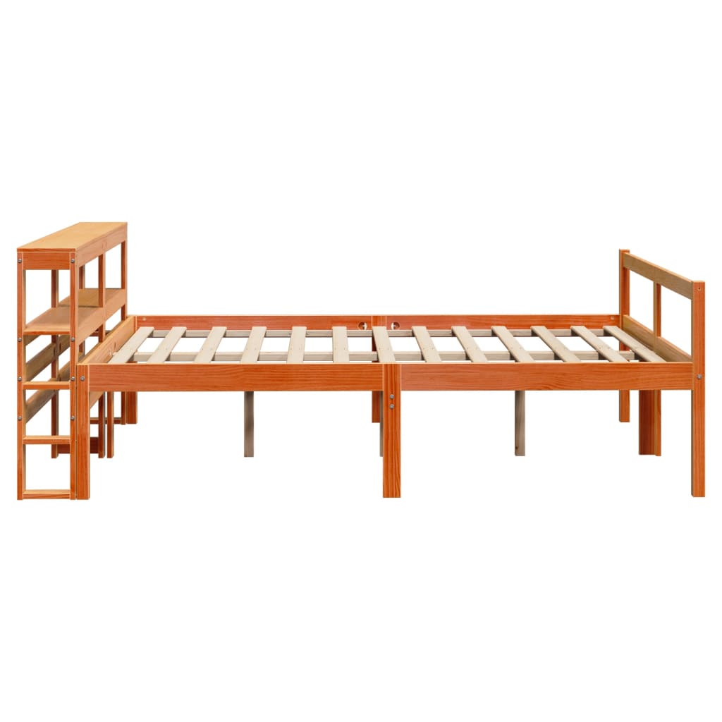 Bettgestell mit Kopfteil ohne Matratze Wachsbraun 120x200 cm