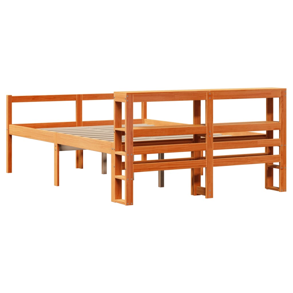 Bettgestell mit Kopfteil ohne Matratze Wachsbraun 120x200 cm