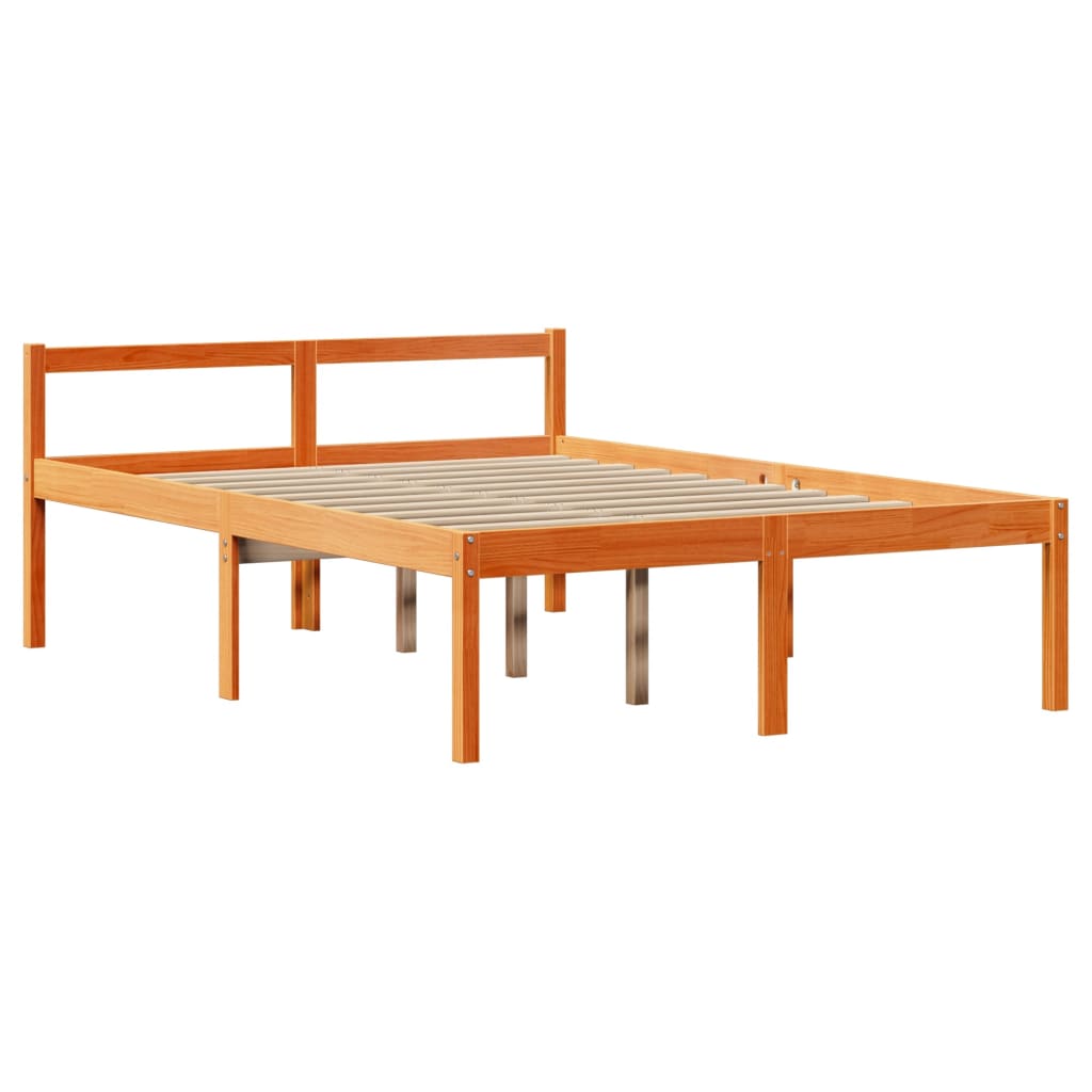 Bettgestell mit Kopfteil ohne Matratze Wachsbraun 120x200 cm