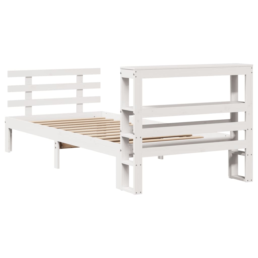 Bettgestell mit Kopfteil ohne Matratze Weiß 90x190 cm