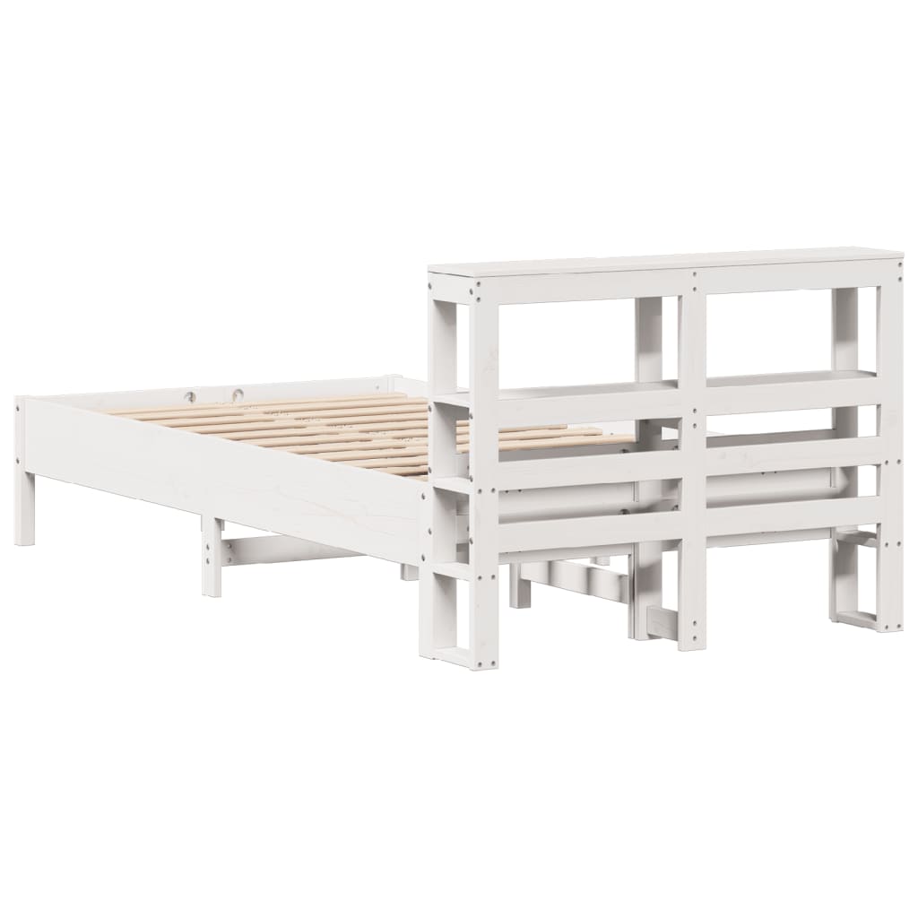 Massivholzbett ohne Matratze Weiß 75x190 cm Kiefernholz