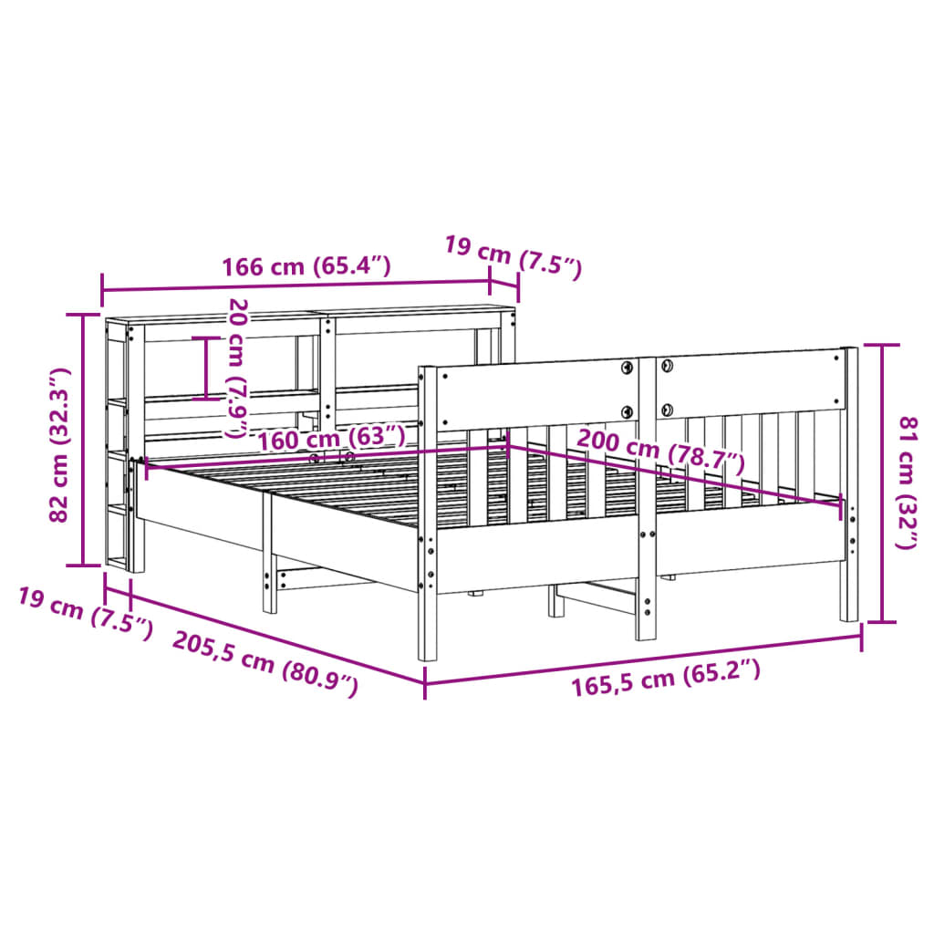 Massivholzbett ohne Matratze 160x200 cm Kiefernholz
