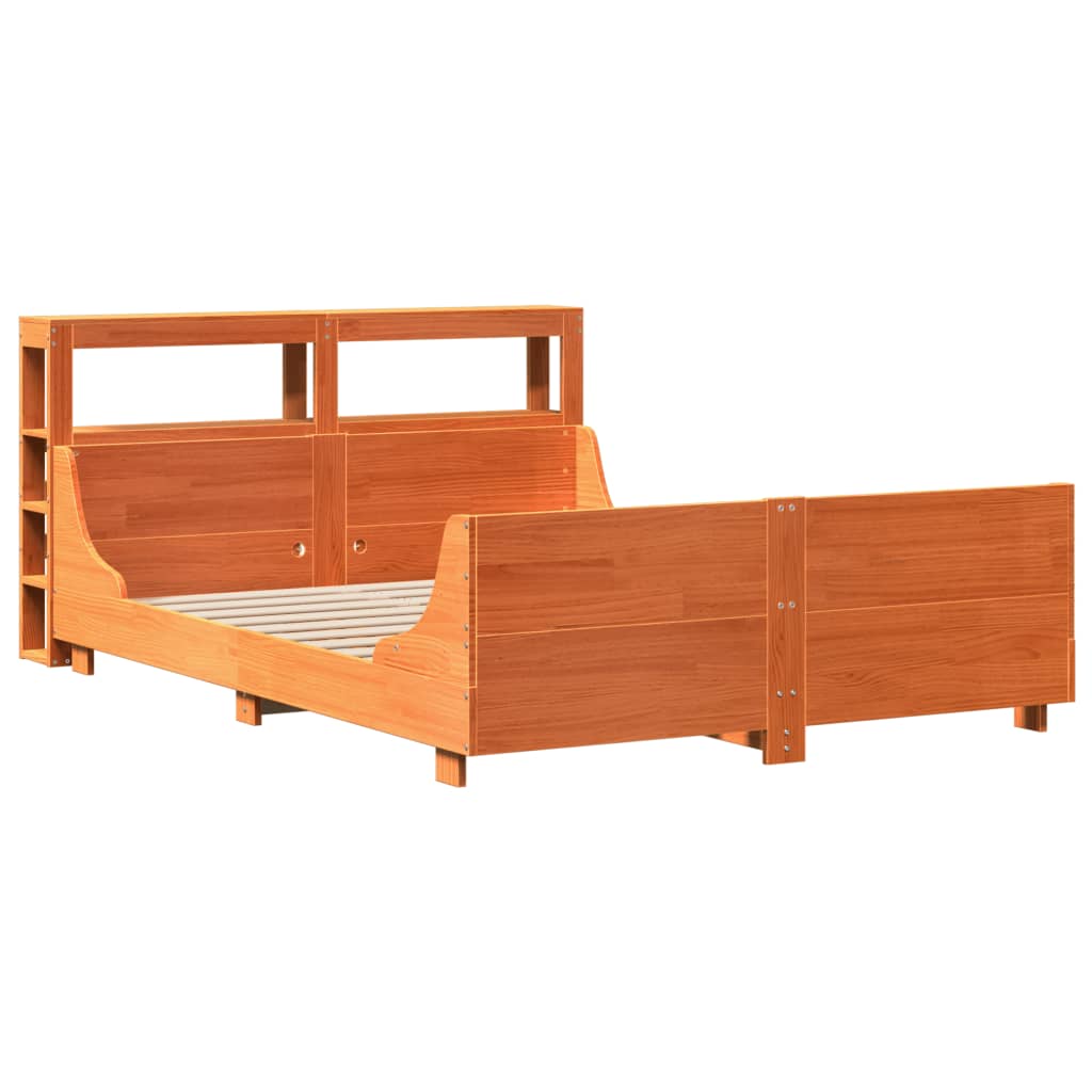 Massivholzbett ohne Matratze Wachsbraun 120x200 cm Kiefernholz