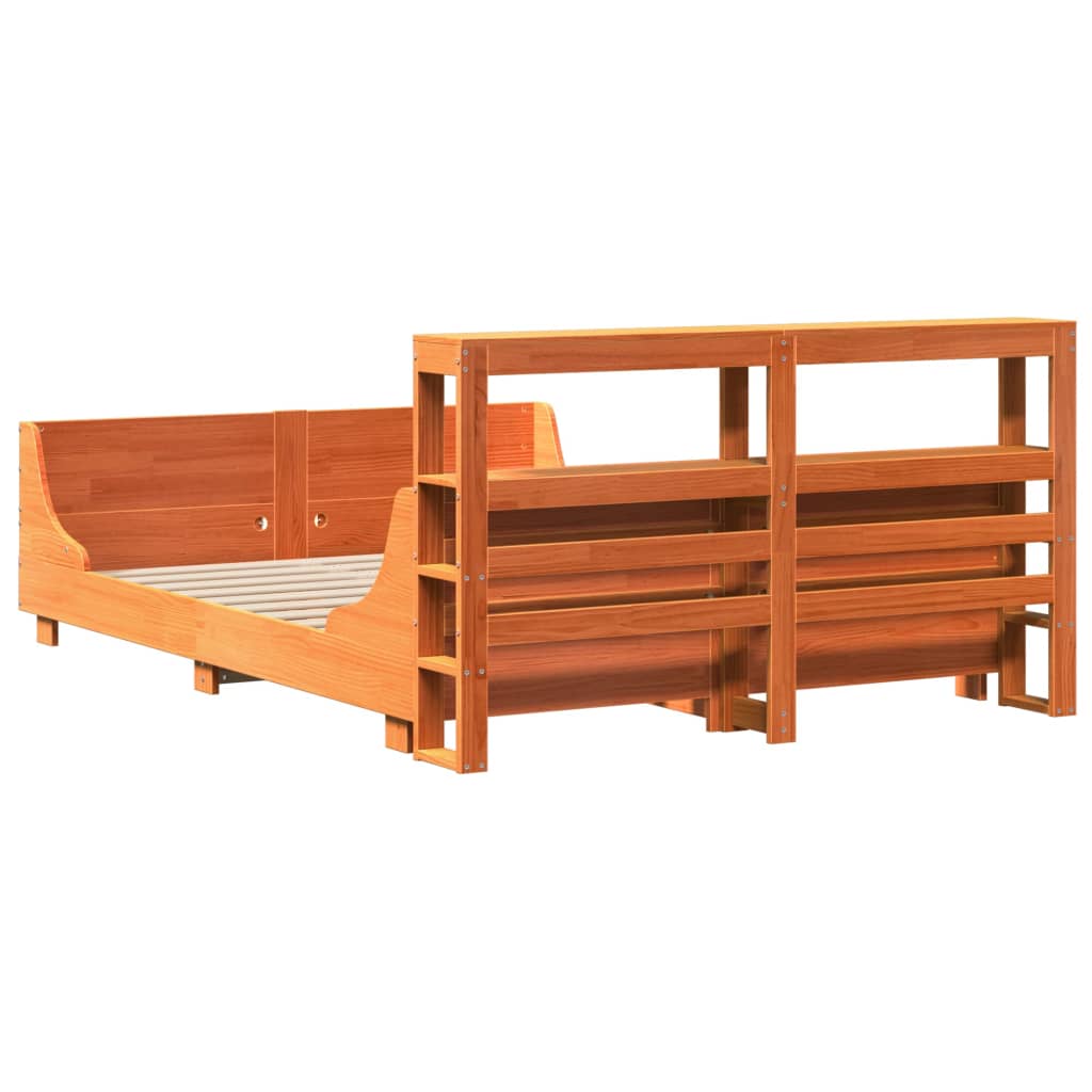 Massivholzbett ohne Matratze Wachsbraun 120x200 cm Kiefernholz
