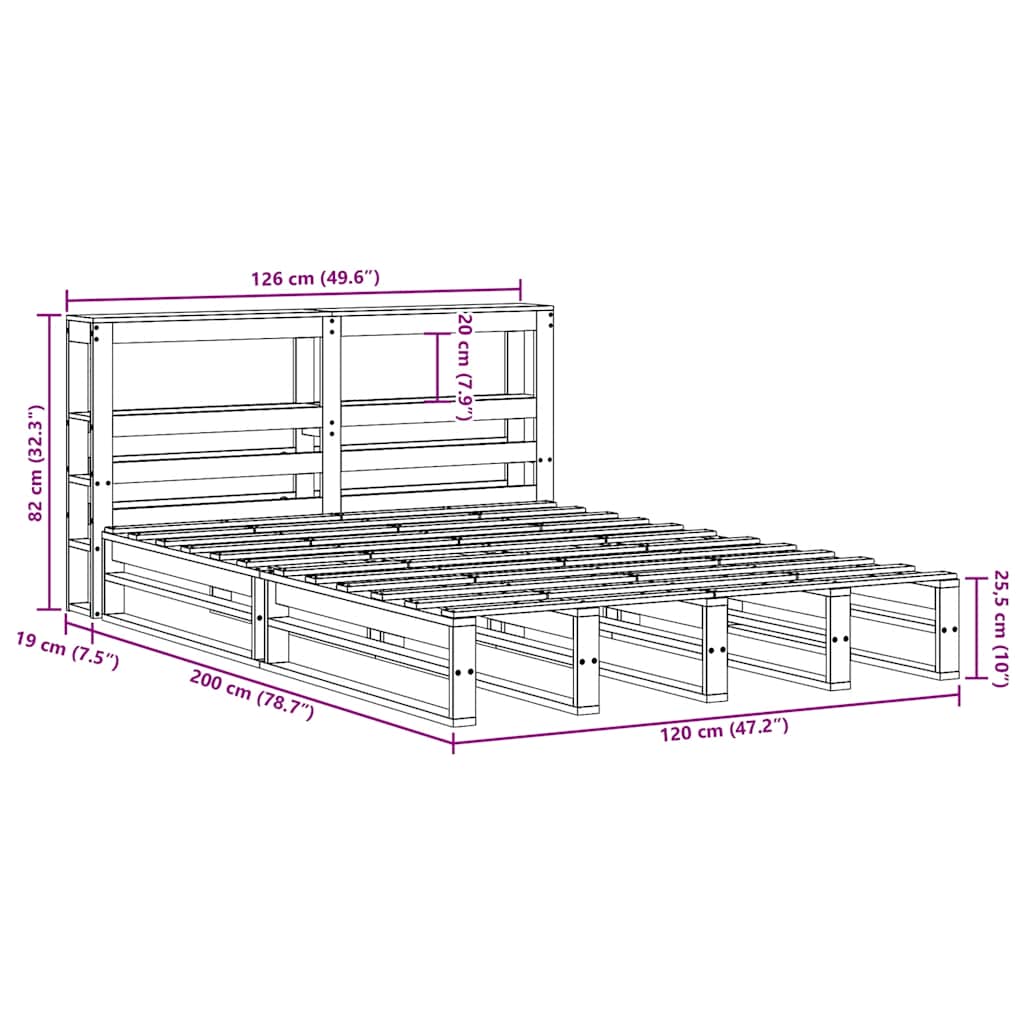 Massivholzbett ohne Matratze Wachsbraun 120x200 cm Kiefernholz