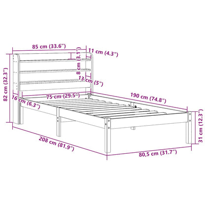 Massivholzbett ohne Matratze 75x190 cm Kiefernholz