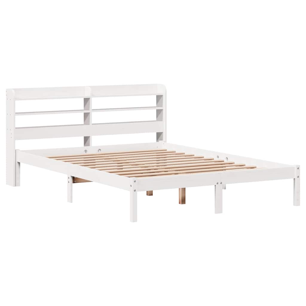 Massivholzbett ohne Matratze Weiß 135x190 cm Kiefernholz