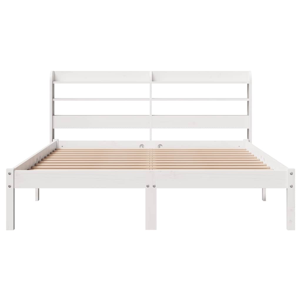 Massivholzbett ohne Matratze Weiß 135x190 cm Kiefernholz