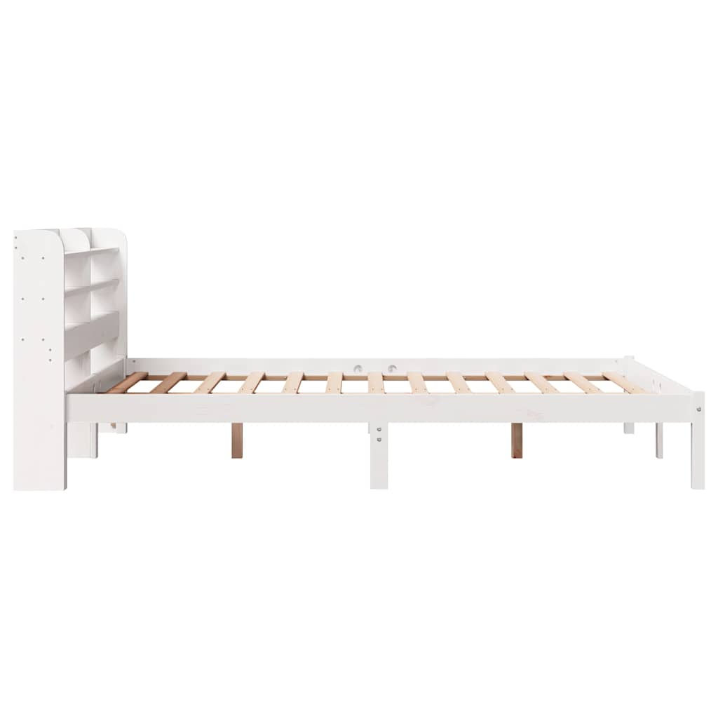 Massivholzbett ohne Matratze Weiß 135x190 cm Kiefernholz