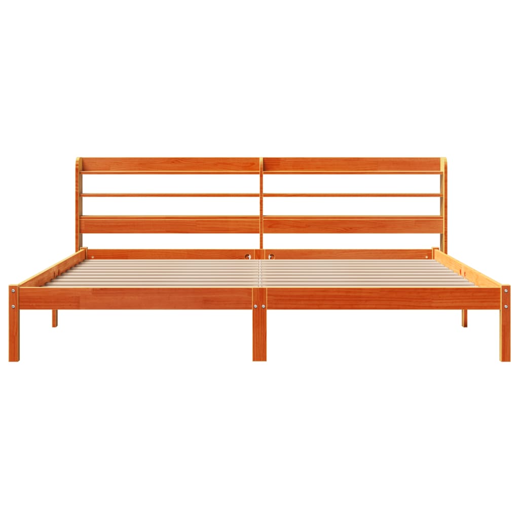 Bettgestell mit Kopfteil ohne Matratze Wachsbraun 180x200 cm