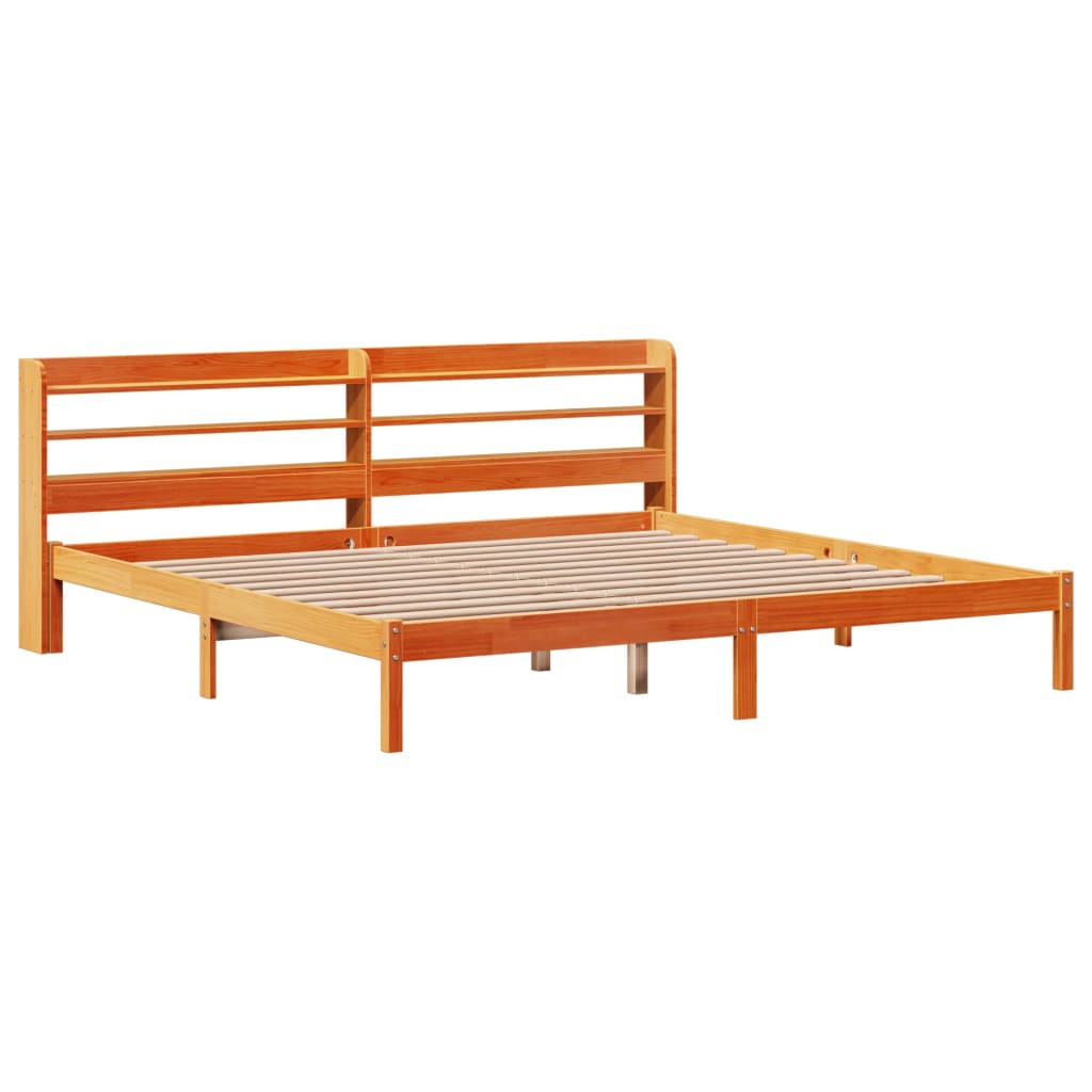 Bettgestell mit Kopfteil ohne Matratze Wachsbraun 200x200 cm