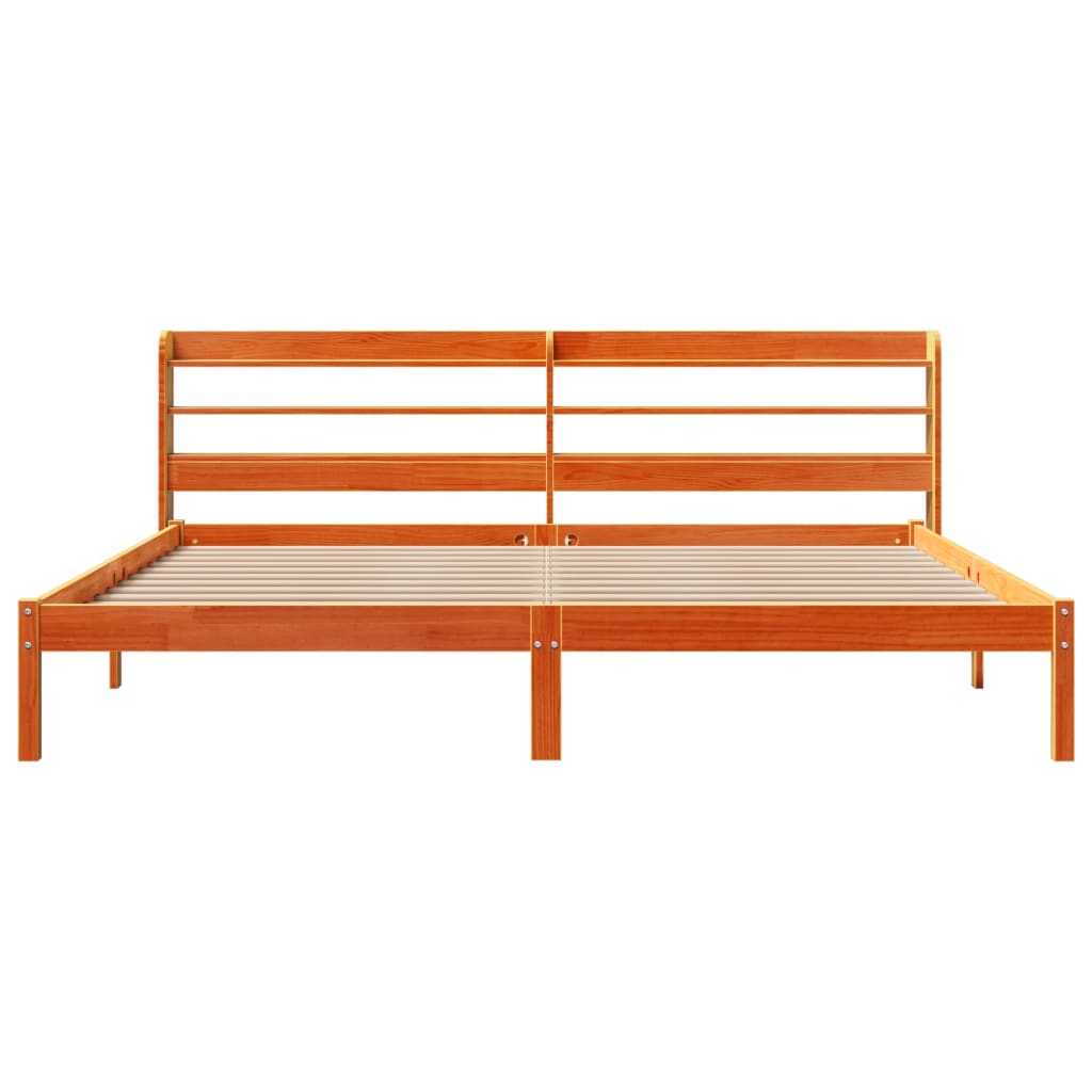 Bettgestell mit Kopfteil ohne Matratze Wachsbraun 200x200 cm