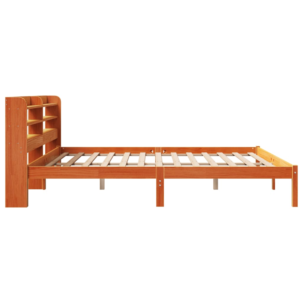 Bettgestell mit Kopfteil ohne Matratze Wachsbraun 200x200 cm